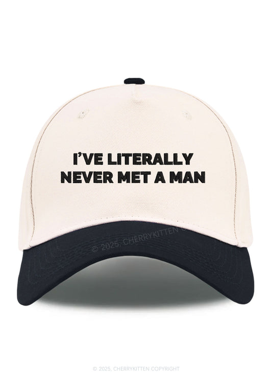 Embroidered Never Met A Man Pride Y2K Color Block Baseball Cap Cherrykitten