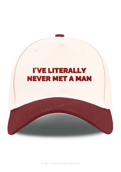 Embroidered Never Met A Man Pride Y2K Color Block Baseball Cap Cherrykitten