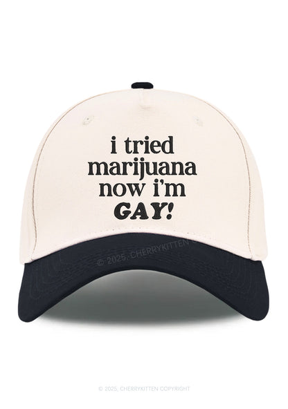 Embroidered Now Im Gay Pride Y2K Color Block Baseball Cap Cherrykitten