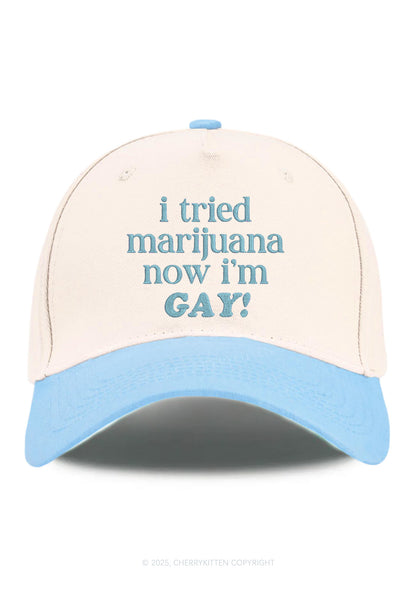 Embroidered Now Im Gay Pride Y2K Color Block Baseball Cap Cherrykitten