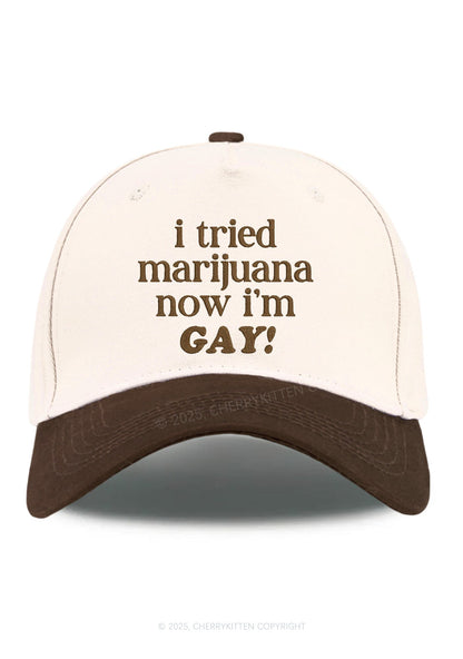 Embroidered Now Im Gay Pride Y2K Color Block Baseball Cap Cherrykitten
