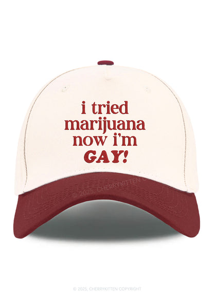 Embroidered Now Im Gay Pride Y2K Color Block Baseball Cap Cherrykitten