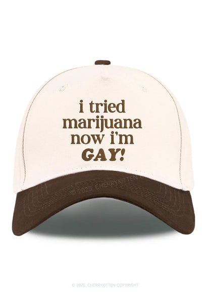 Embroidered Now Im Gay Pride Y2K Color Block Baseball Cap Cherrykitten