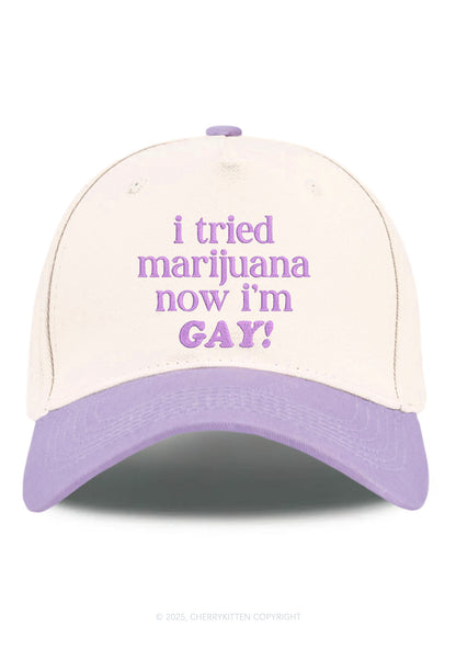 Embroidered Now Im Gay Pride Y2K Color Block Baseball Cap Cherrykitten