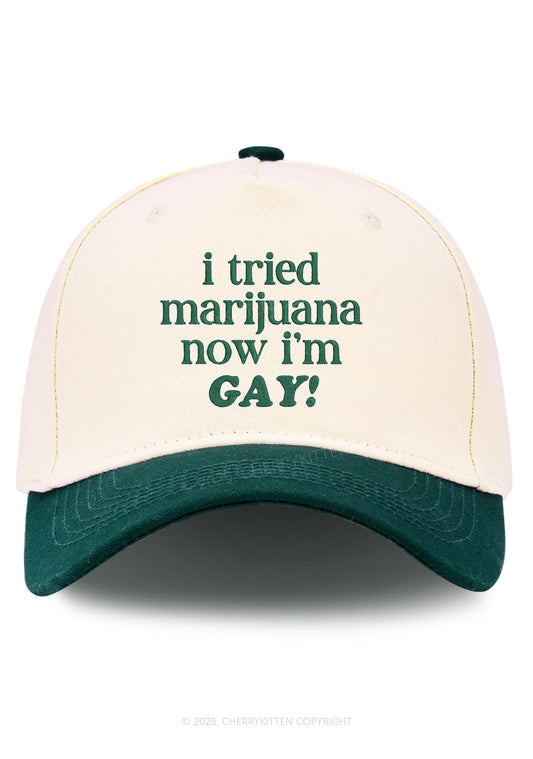 Embroidered Now Im Gay Pride Y2K Color Block Baseball Cap Cherrykitten