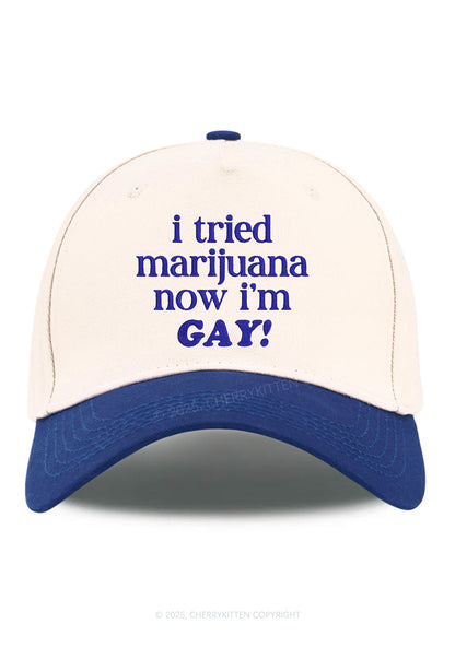Embroidered Now Im Gay Pride Y2K Color Block Baseball Cap Cherrykitten