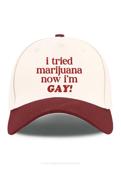 Embroidered Now Im Gay Pride Y2K Color Block Baseball Cap Cherrykitten