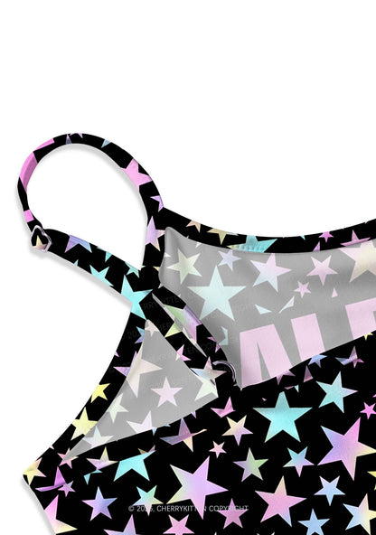Black Alpha Male Y2K Print Cami Crop Top Cherrykitten