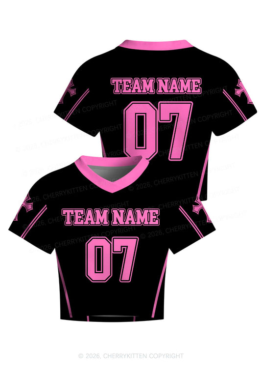 Custom Team Name Y2K Crop Football Jersey Shirts Cherrykitten