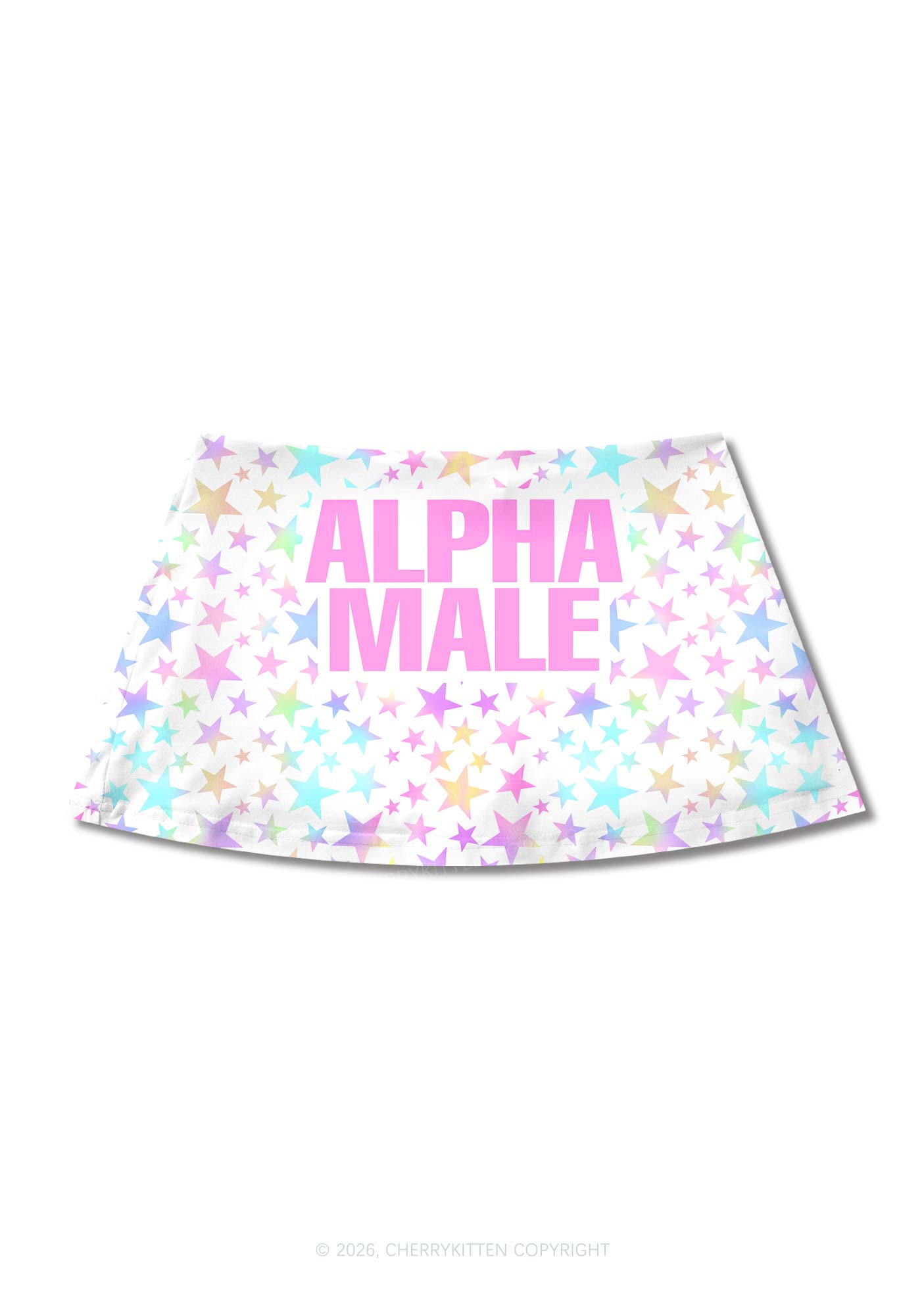 Pastel Star Alpha Male Y2K Print Mini Skirt Cherrykitten