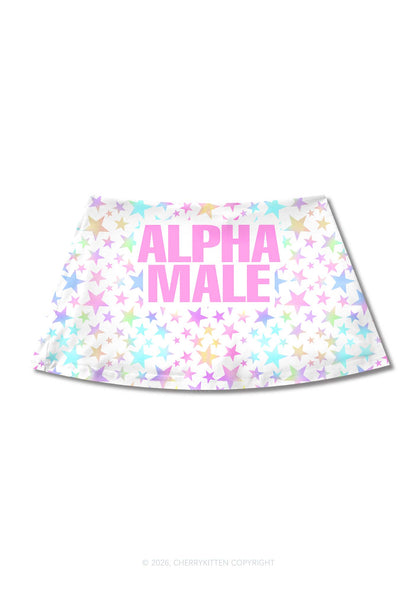 Pastel Star Alpha Male Y2K Print Mini Skirt Cherrykitten