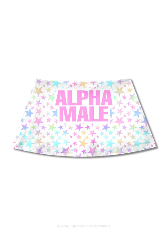 Pastel Star Alpha Male Y2K Print Mini Skirt Cherrykitten