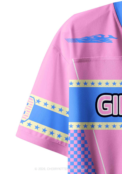 Pink Girl Kisser Pride Y2K Crop Sport Jersey Shirts Cherrykitten