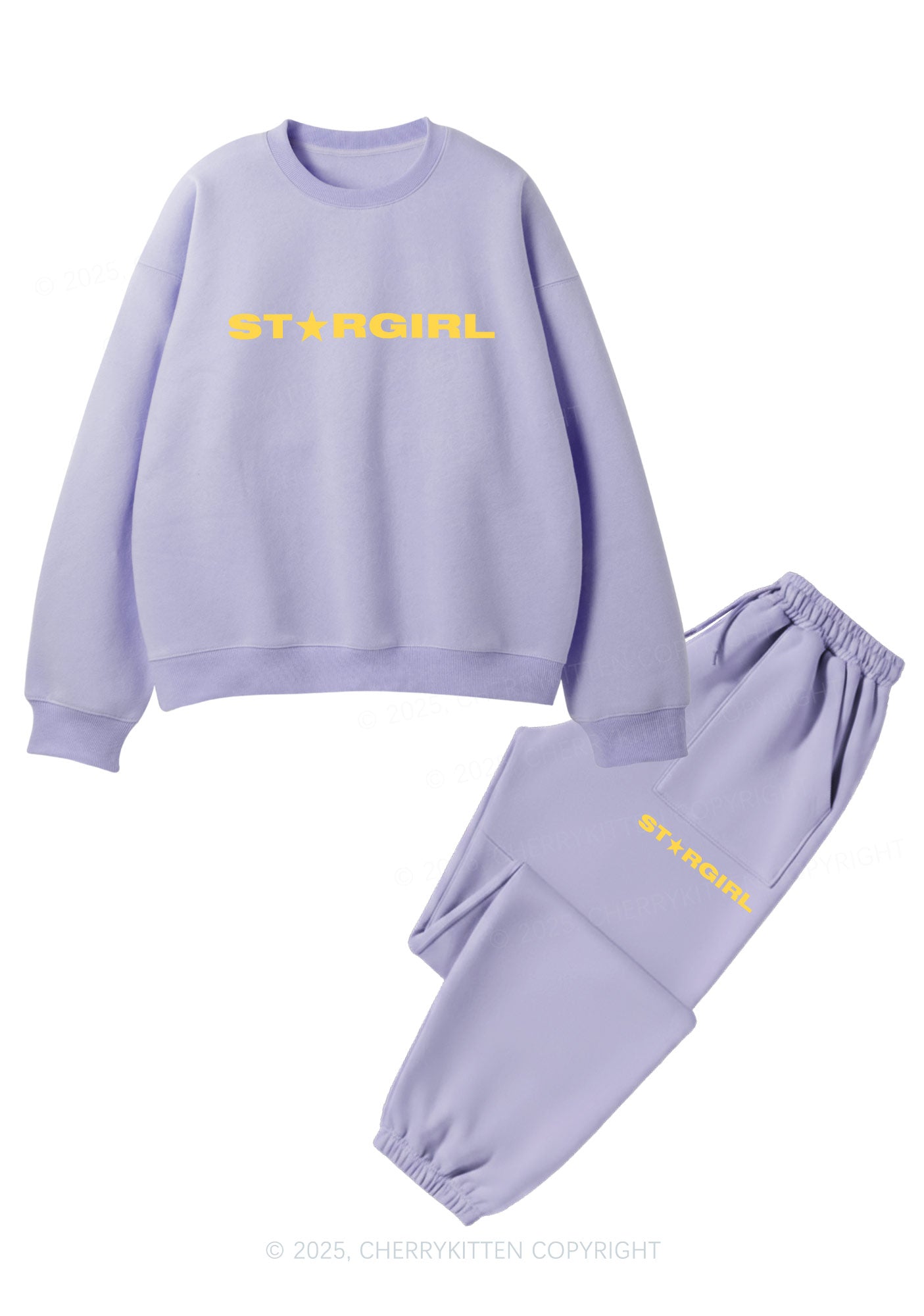 Red Stargirl Y2K Fleece Sweatshirts Set Cherrykitten
