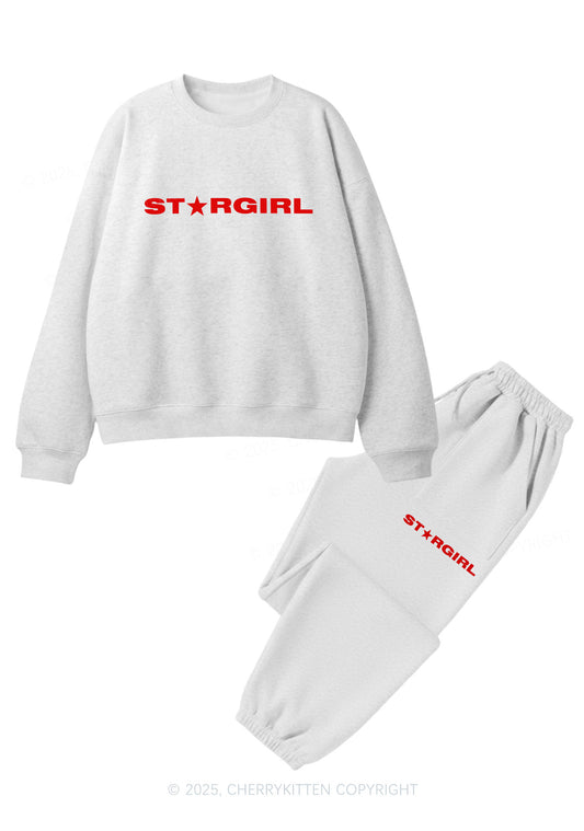 Red Stargirl Y2K Fleece Sweatshirts Set Cherrykitten