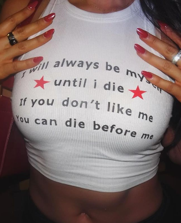 Always Be Myself Y2K Crop Tank Top Cherrykitten