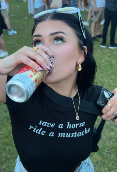 Ride A Mustache Y2K Baby Tee Cherrykitten