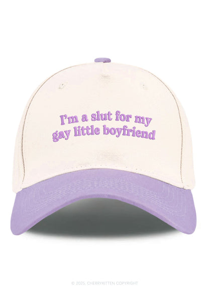 Embroidered Slxt For My Gay BF Pride Y2K Color Block Baseball Cap Cherrykitten