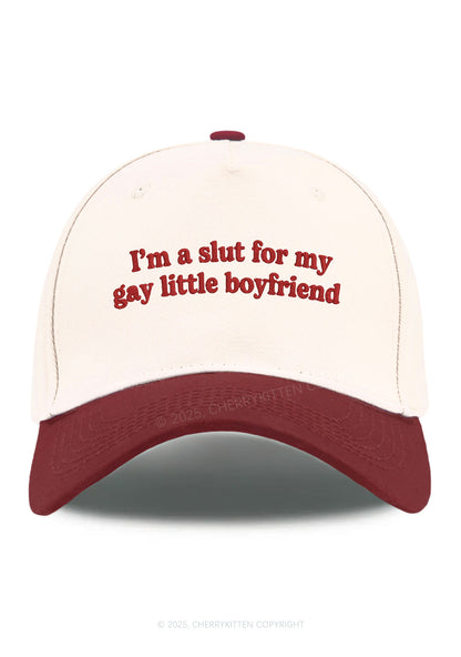 Embroidered Slxt For My Gay BF Pride Y2K Color Block Baseball Cap Cherrykitten