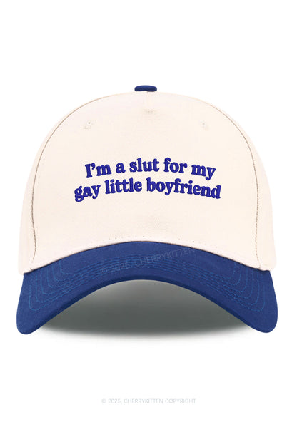 Embroidered Slxt For My Gay BF Pride Y2K Color Block Baseball Cap Cherrykitten