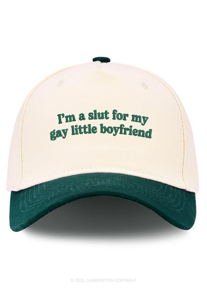 Embroidered Slxt For My Gay BF Pride Y2K Color Block Baseball Cap Cherrykitten