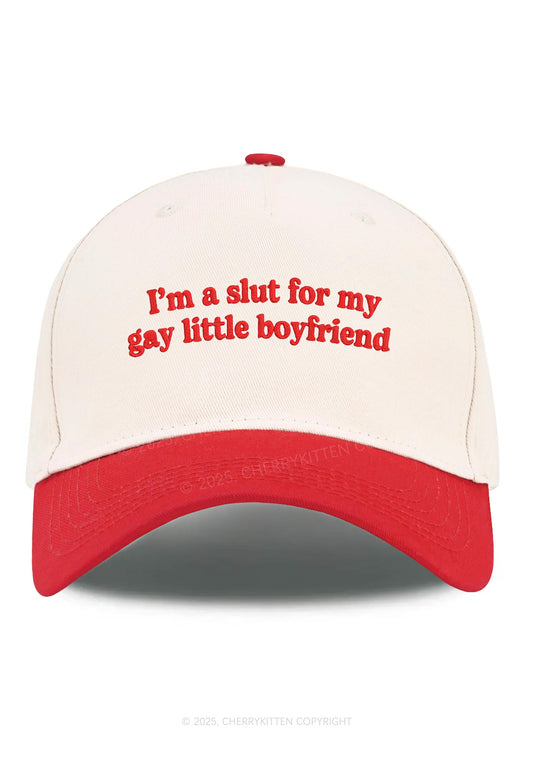Embroidered Slxt For My Gay BF Pride Y2K Color Block Baseball Cap Cherrykitten
