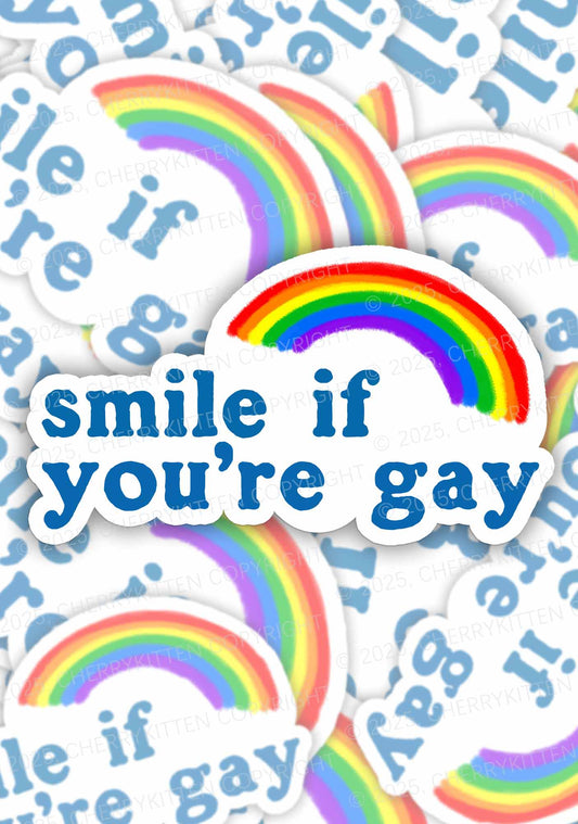 Rainbow Smile If You're Gay Pride 1Pc Y2K Sticker Cherrykitten