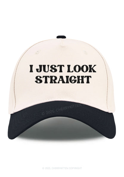 Embroidered I Just Look Straight Pride Y2K Color Block Baseball Cap Cherrykitten