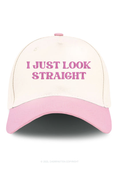 Embroidered I Just Look Straight Pride Y2K Color Block Baseball Cap Cherrykitten