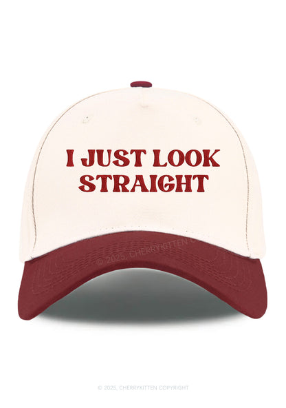Embroidered I Just Look Straight Pride Y2K Color Block Baseball Cap Cherrykitten