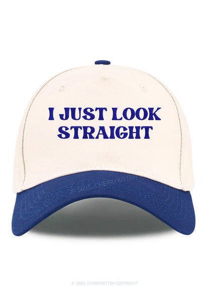 Embroidered I Just Look Straight Pride Y2K Color Block Baseball Cap Cherrykitten