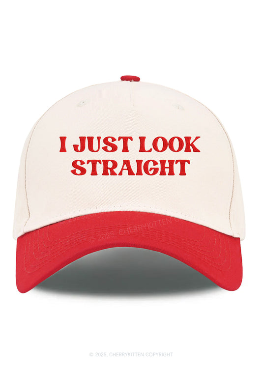 Embroidered I Just Look Straight Pride Y2K Color Block Baseball Cap Cherrykitten