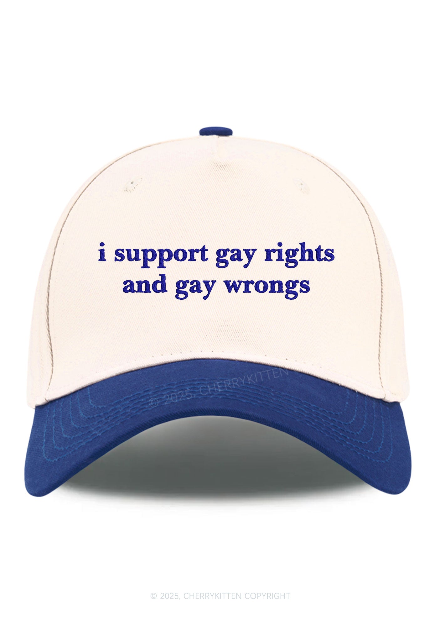 Embroidered Support Gay Rights Pride Y2K Color Block Baseball Cap Cherrykitten