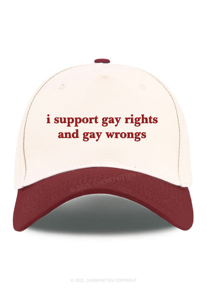 Embroidered Support Gay Rights Pride Y2K Color Block Baseball Cap Cherrykitten