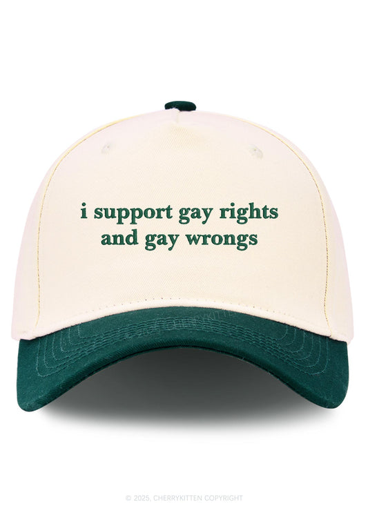 Embroidered Support Gay Rights Pride Y2K Color Block Baseball Cap Cherrykitten