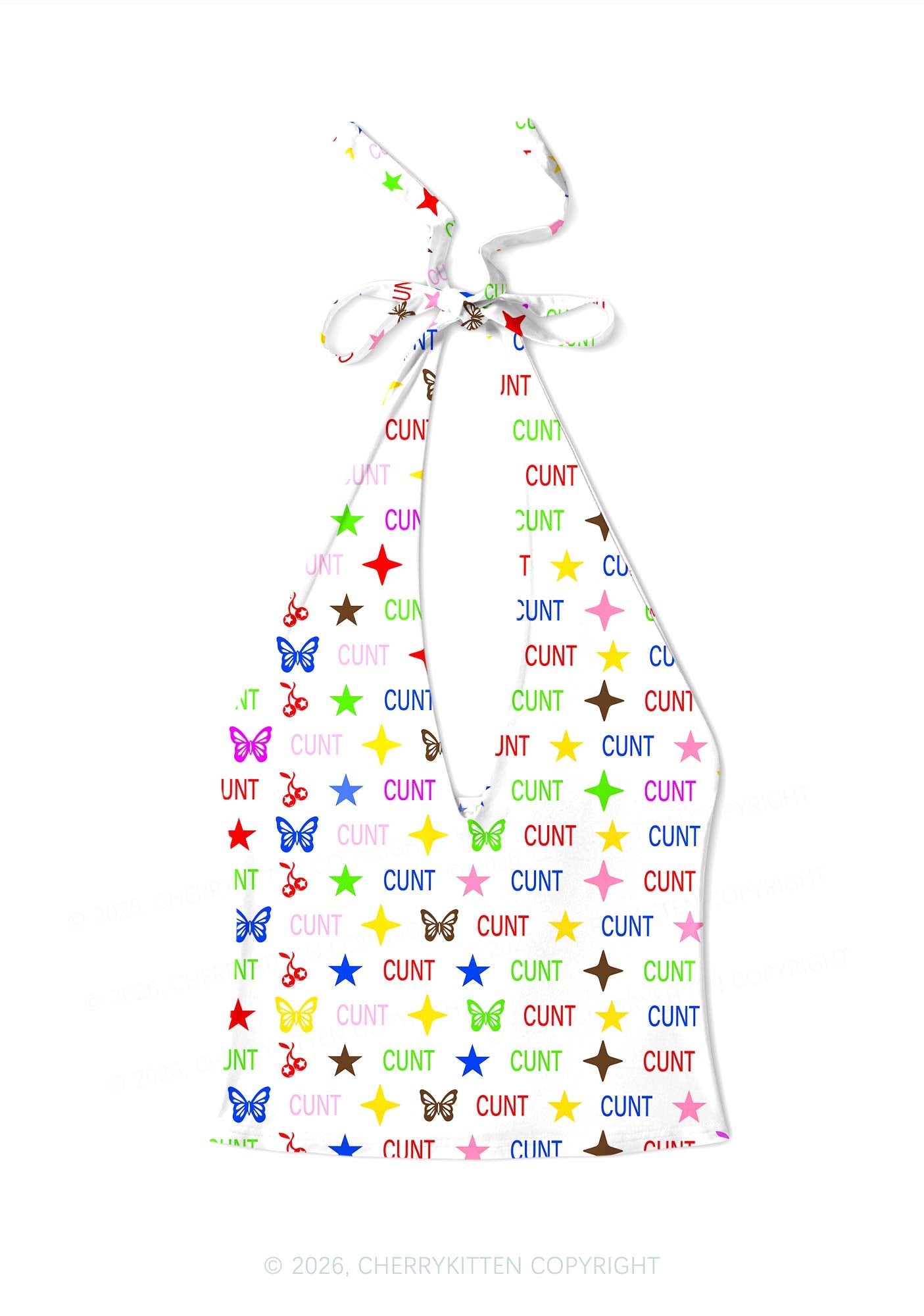 Colorful Cxxt Y2K Print Halter Deep V Neck Cami Cherrykitten