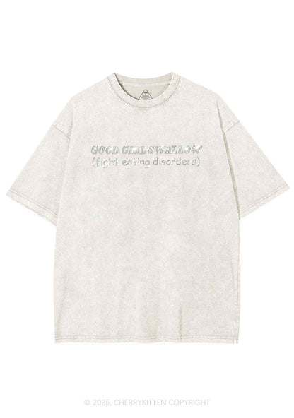 Rhinestone Good Girls Swallow Y2K Shirts Washed Tee Cherrykitten