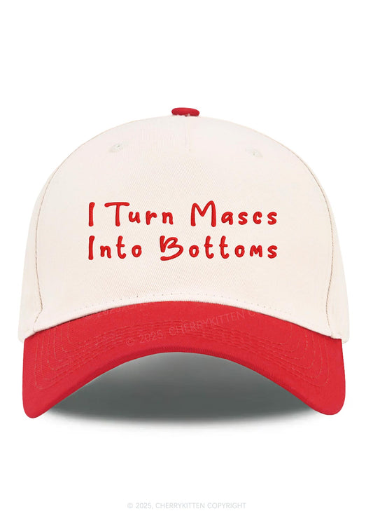Embroidered Turn Mascs Into Bottoms Pride Y2K Color Block Baseball Cap Cherrykitten