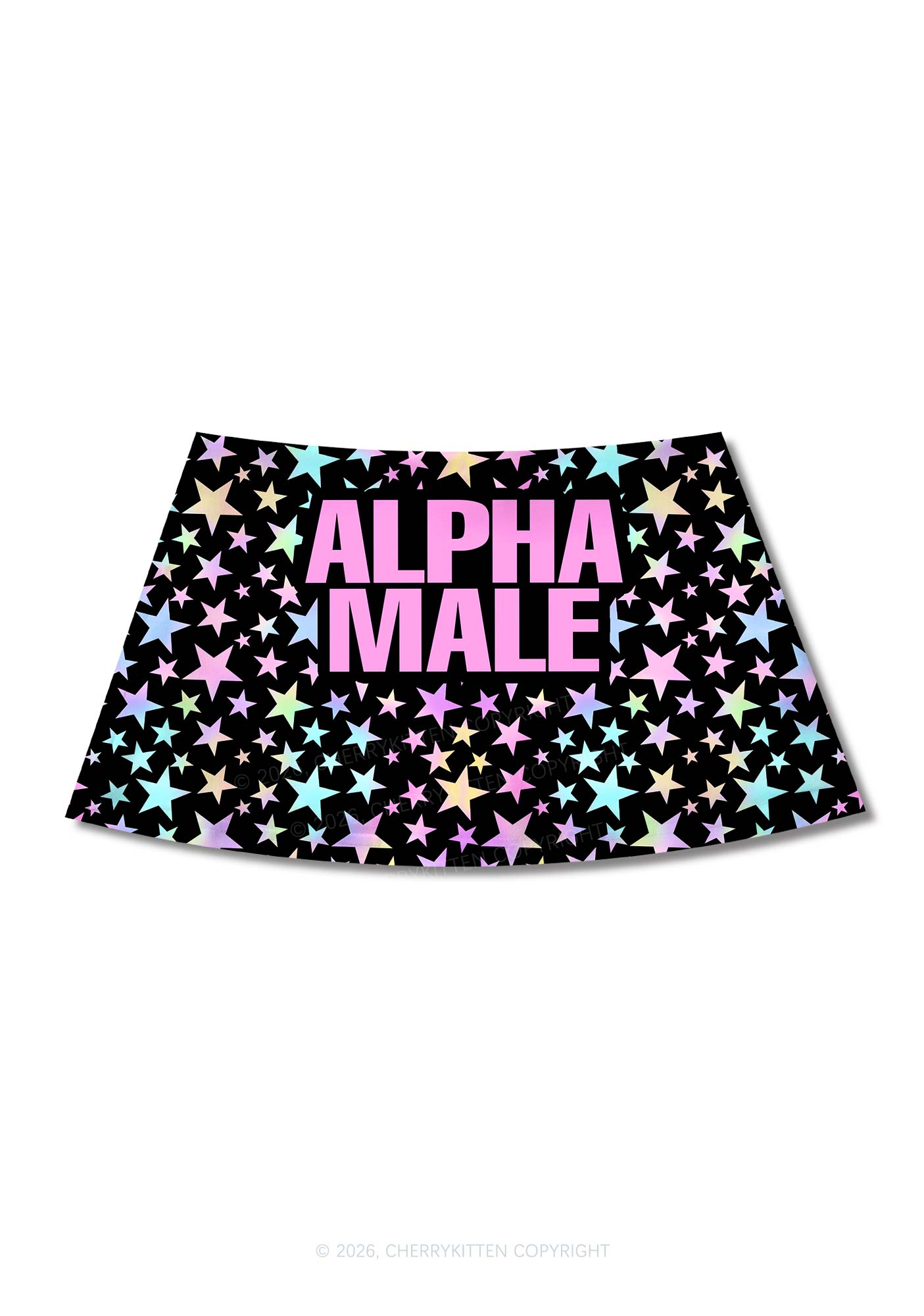 Black Alpha Male Y2K Print Mini Skirt Cherrykitten