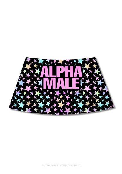 Black Alpha Male Y2K Print Mini Skirt Cherrykitten