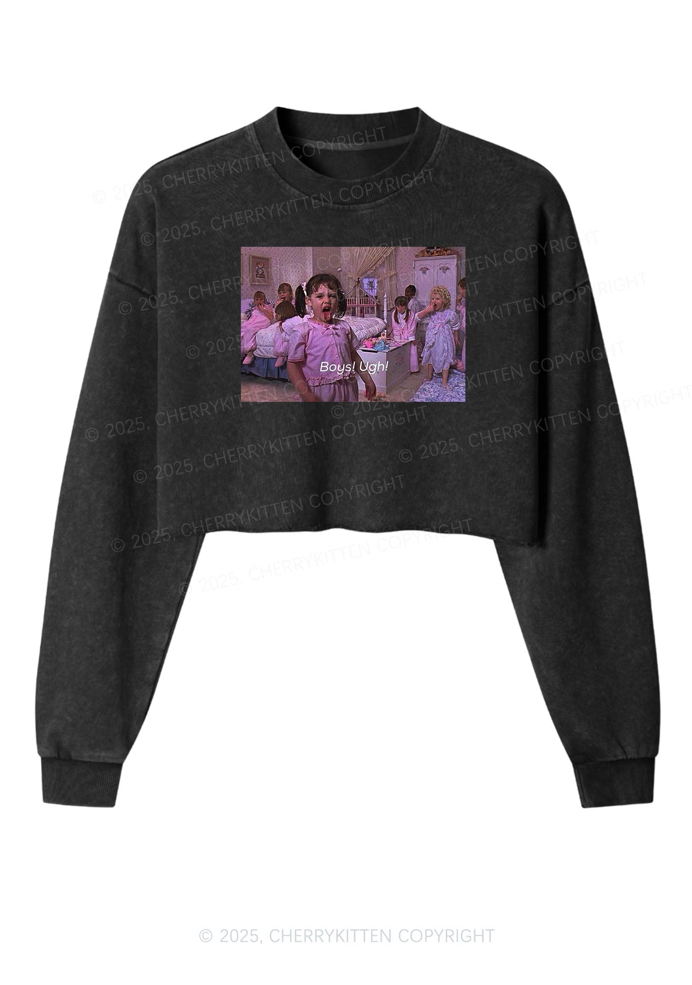 Boys Ugh Y2K Crop Washed Sweatshirts Cherrykitten