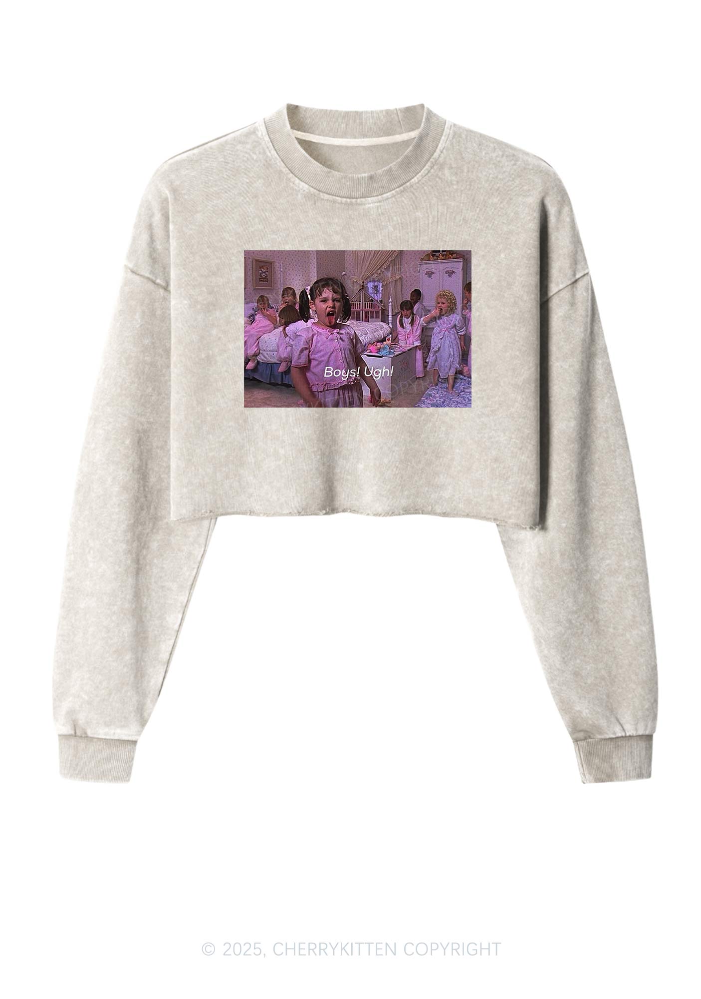 Boys Ugh Y2K Crop Washed Sweatshirts Cherrykitten