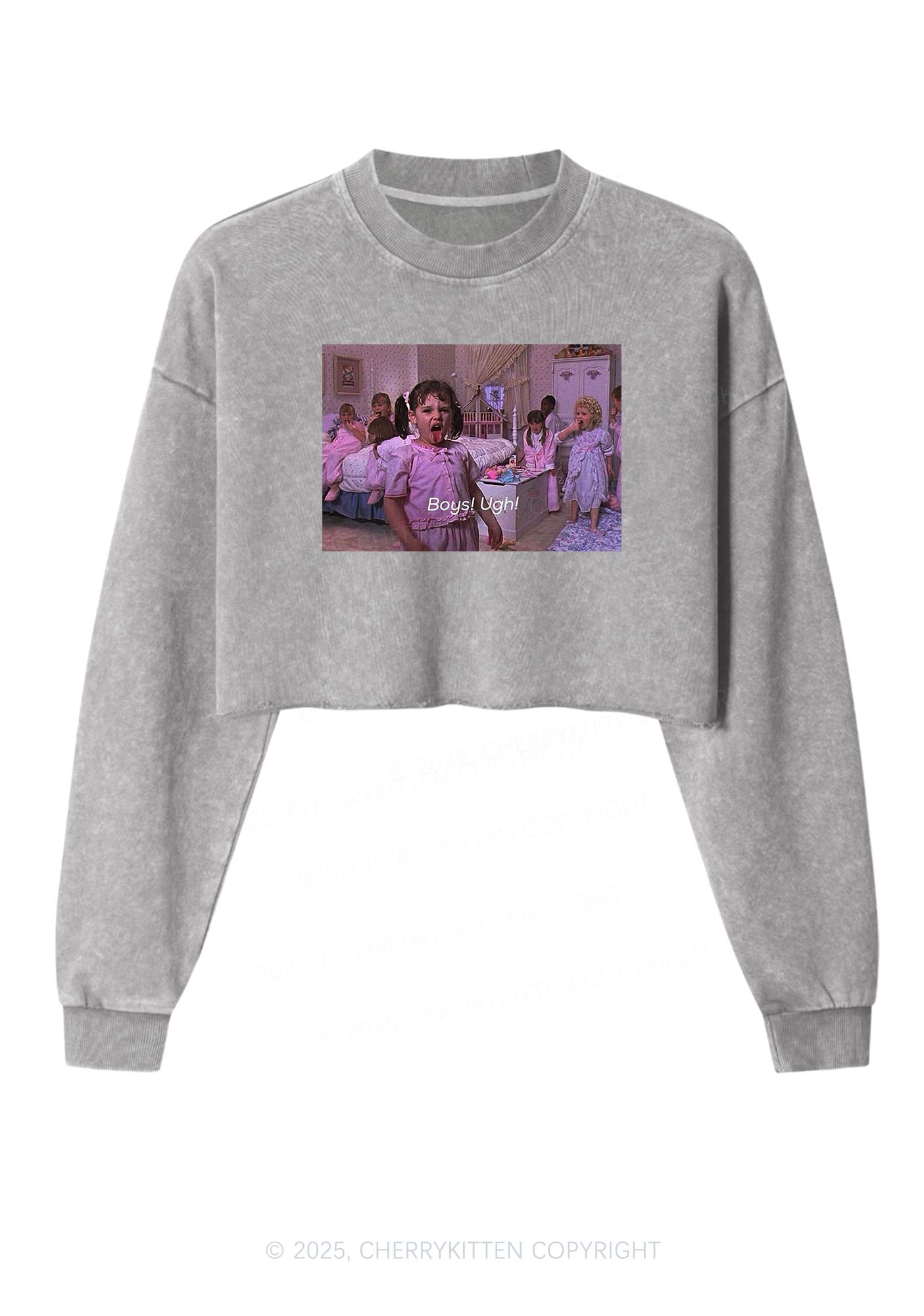 Boys Ugh Y2K Crop Washed Sweatshirts Cherrykitten
