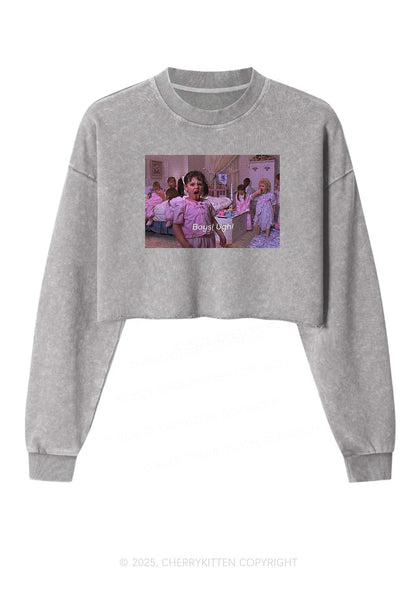Boys Ugh Y2K Crop Washed Sweatshirts Cherrykitten