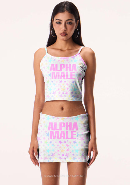 Pastel Star Alpha Male Y2K Print Cami Crop Top Cherrykitten