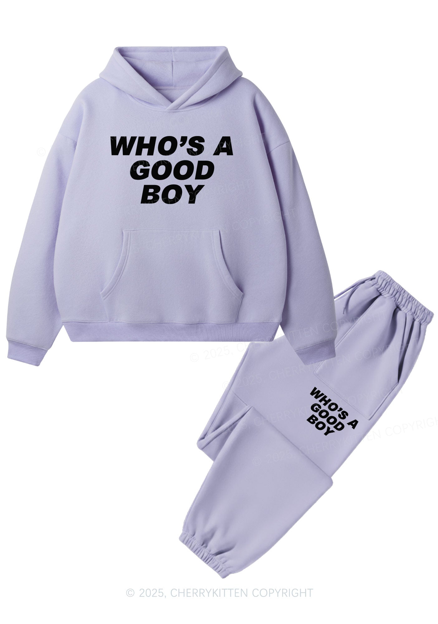 Whos A Good Boy Y2K Fleece Hoodie Set Cherrykitten