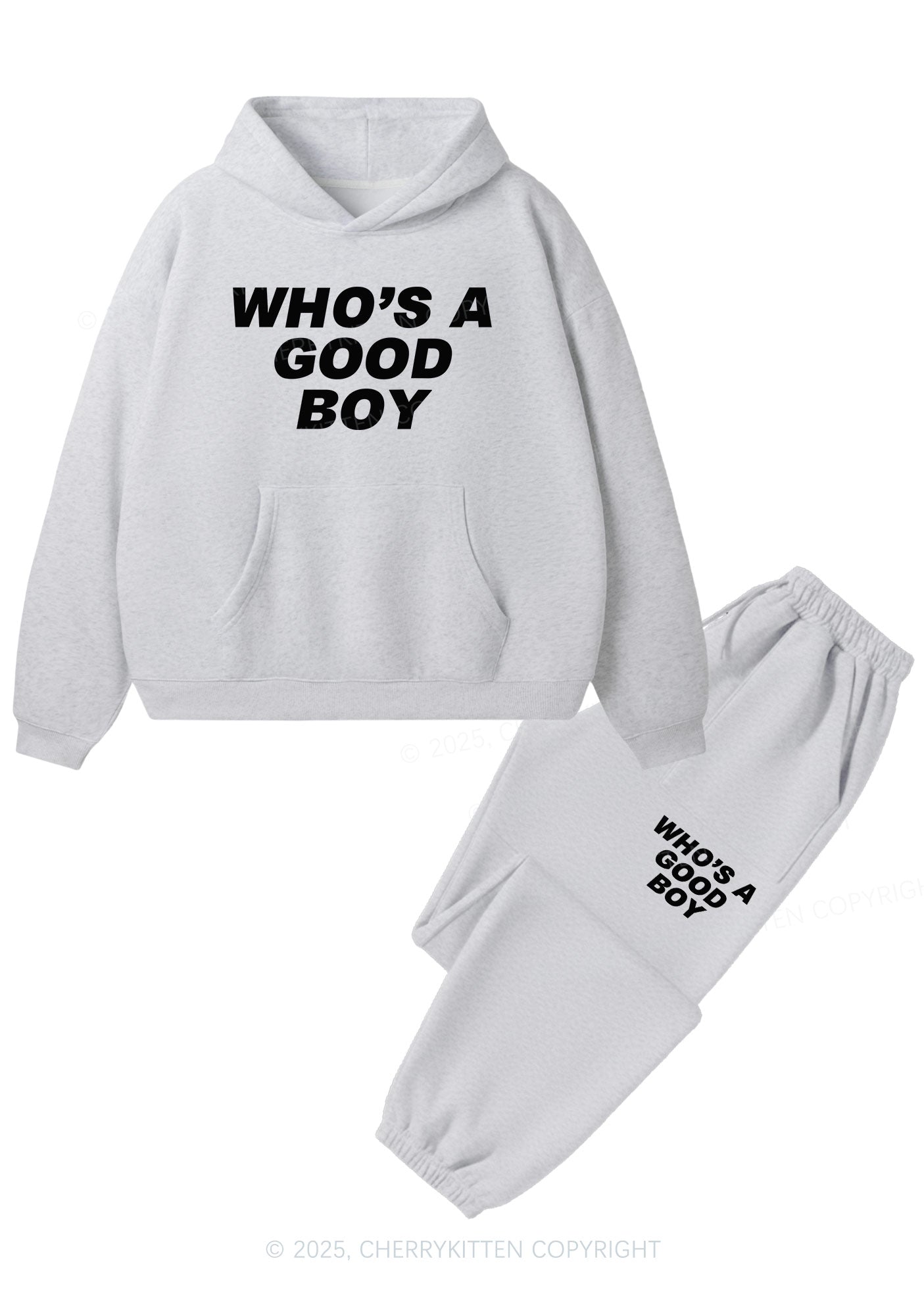 Whos A Good Boy Y2K Fleece Hoodie Set Cherrykitten