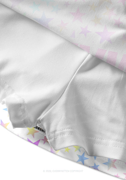 Pastel Star Alpha Male Y2K Print Mini Skirt Cherrykitten