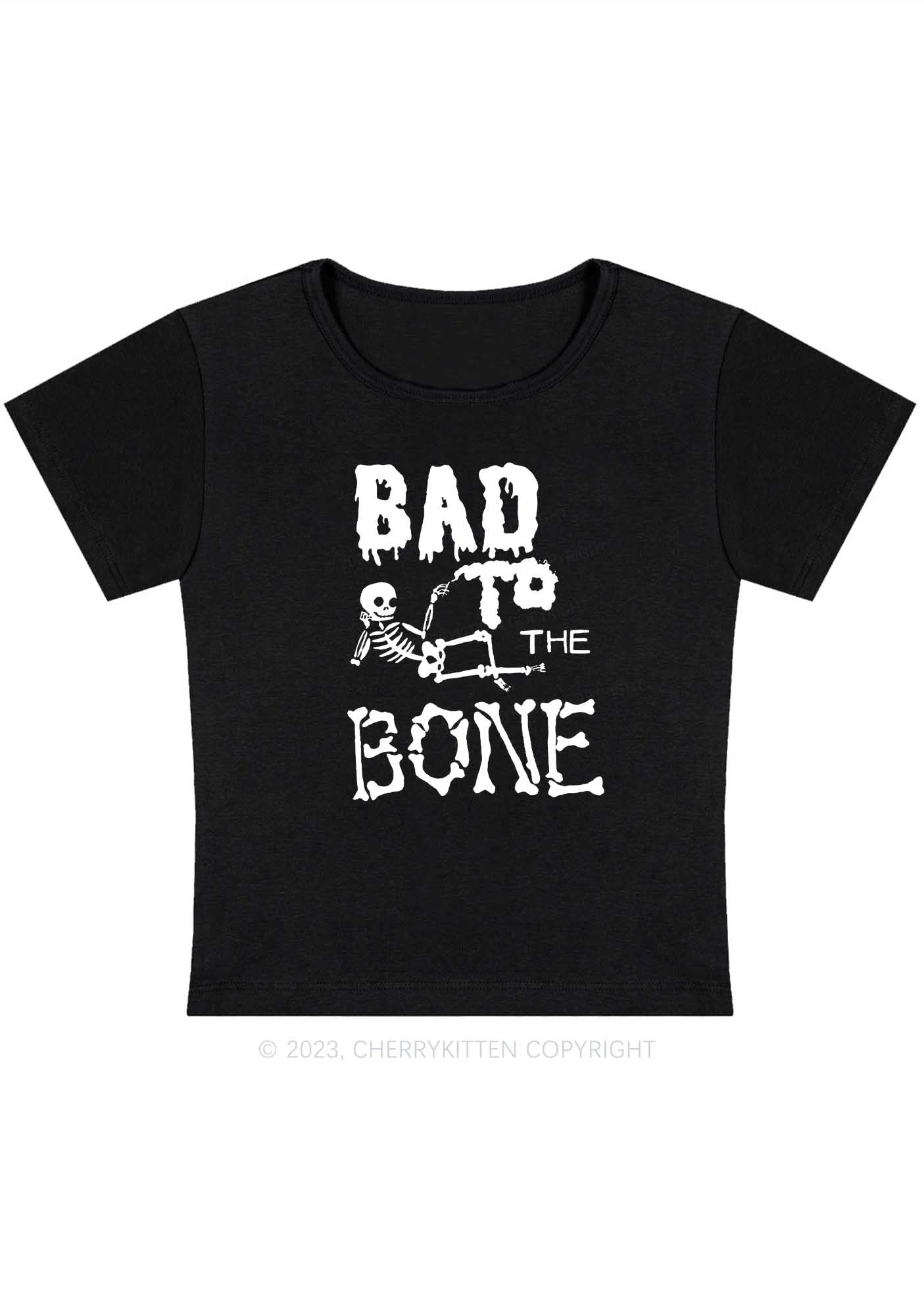 Bad To The Bone Halloween Baby Tee Cherrykitten