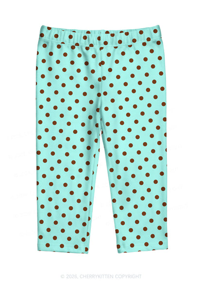 Brown Dots On Mint Green Y2K Print Capri Pants Cherrykitten